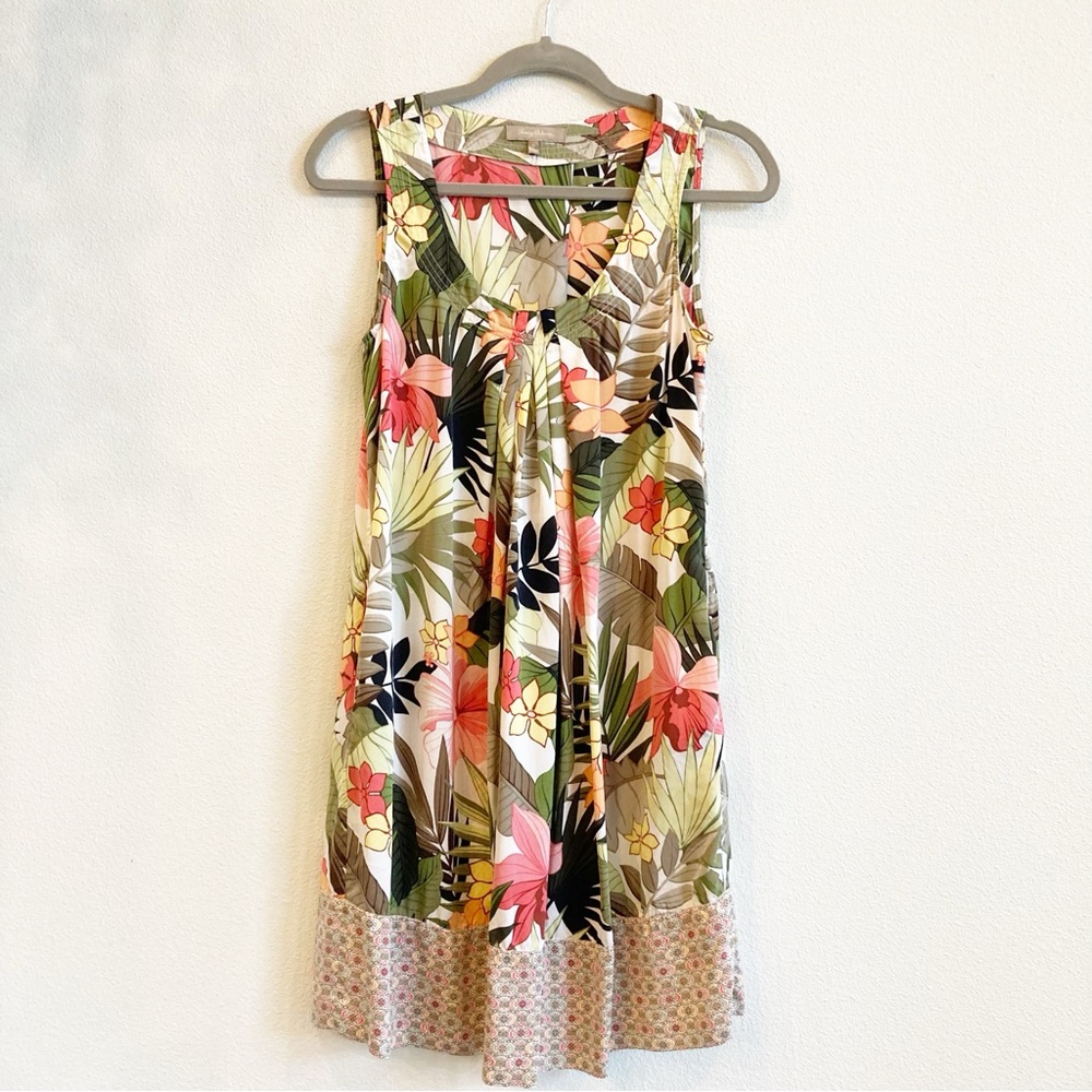 Tommy Bahama Silk Tropical Sundress Floral Hawaiian Pockets Pleats Resortwear S